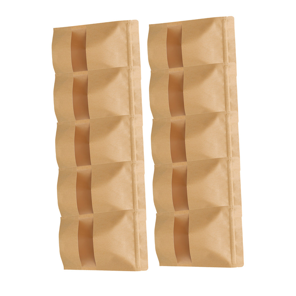 Food Storage Zipper Bags - 50Pcs Eco Friendly Kraft Paper Stand