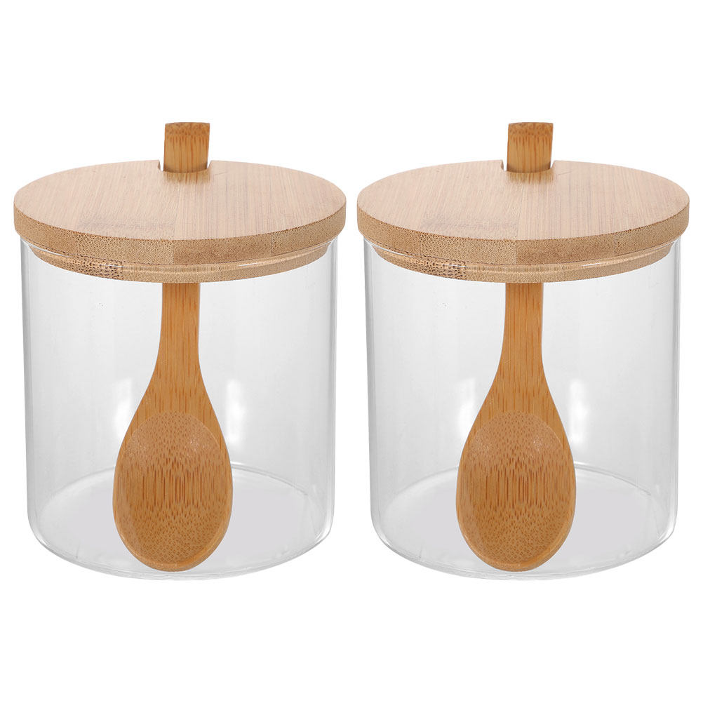 Food Storage Jar Glass - 2Sets Clear Glass Seasoning Containers with
