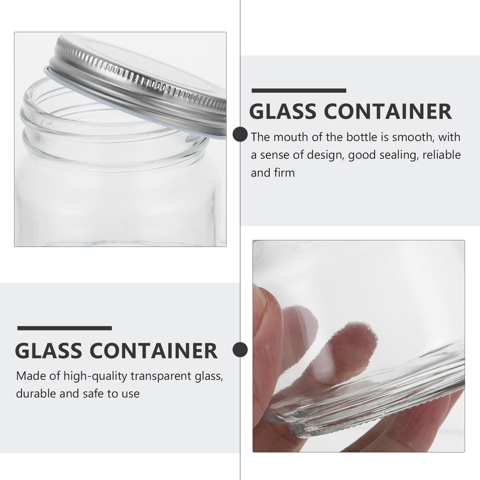6Pcs Thick Transparent Glass M - Food Storage Jar Glass 评论和价格
