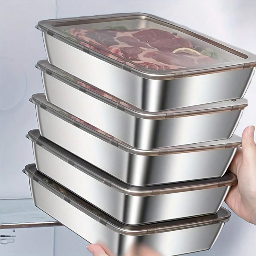 5-Piece Stainless Steel Food S - Xl Food Storage Containers With Lids 评论和价格