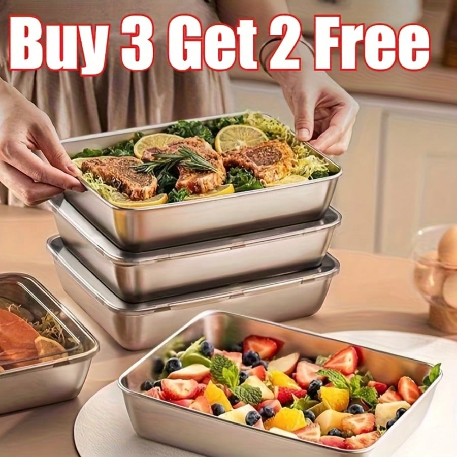 5-Piece Stainless Steel Food S - Xl Food Storage Containers With Lids 评论和价格