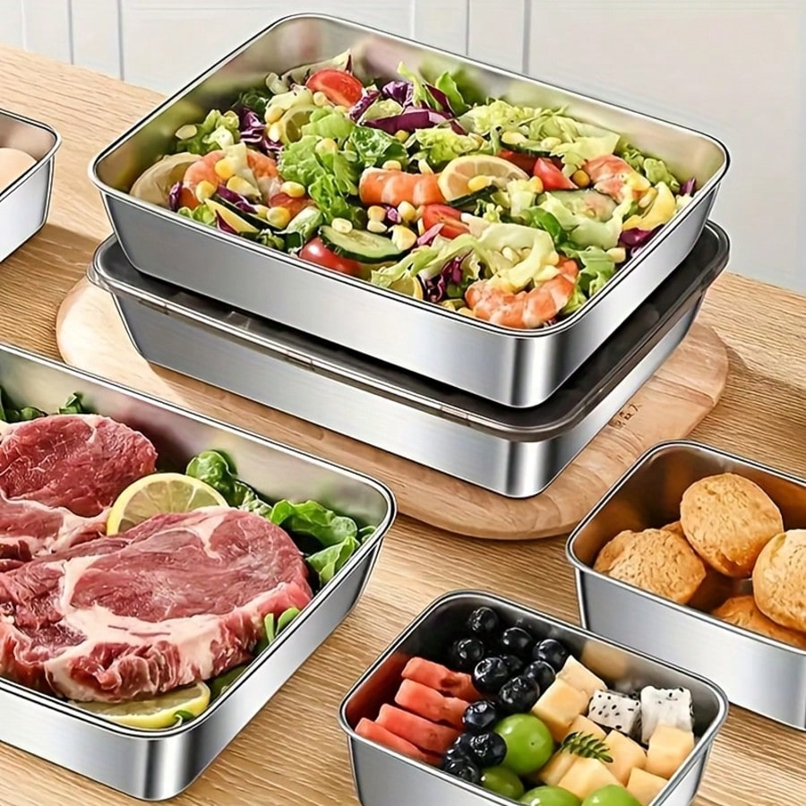 5-Piece Stainless Steel Food S - Xl Food Storage Containers With Lids 评论和价格