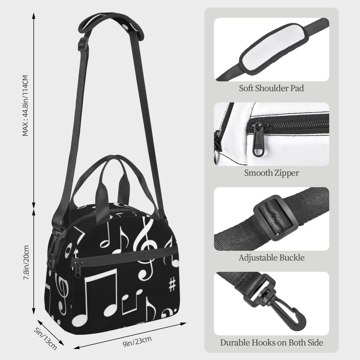Music Notes Insulated Lunch Ba - Food Storage Notes 评论和价格