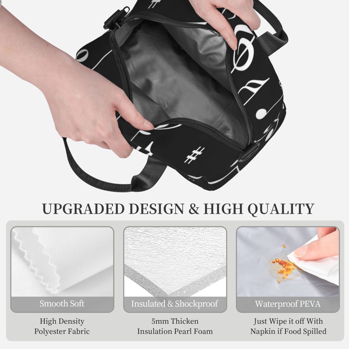 Music Notes Insulated Lunch Ba - Food Storage Notes 评论和价格