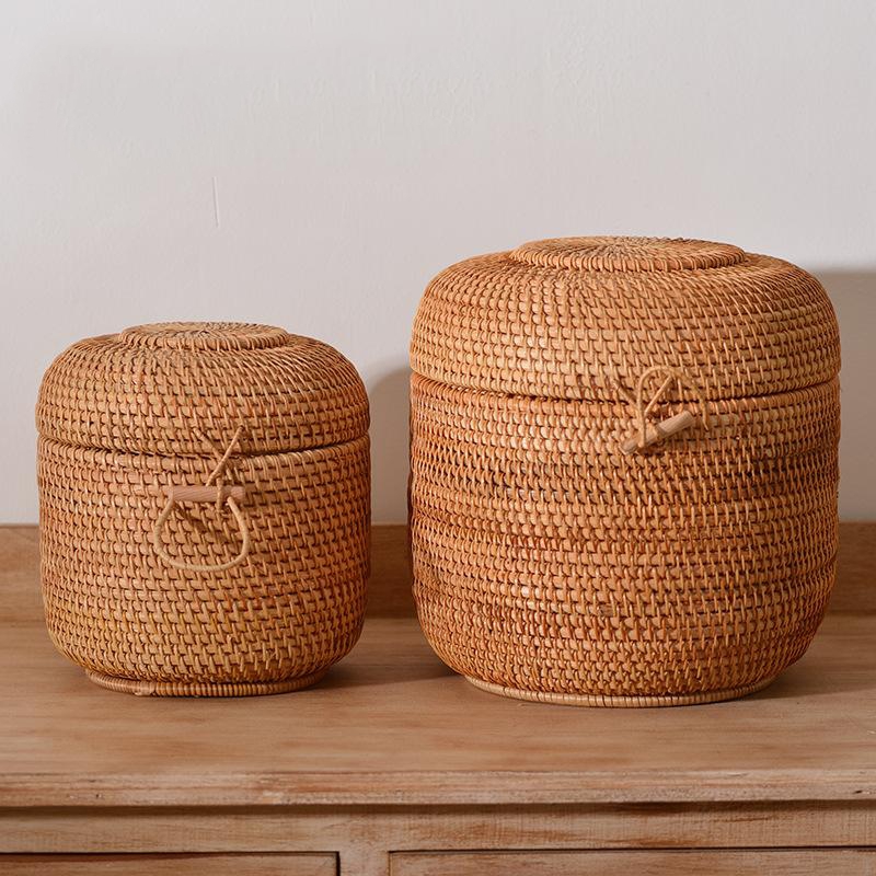 Handwoven Rattan Tea Storage B - Food Storage Organization 评论和价格