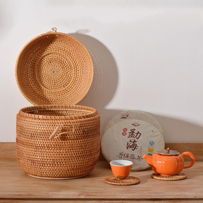 Handwoven Rattan Tea Storage B - Food Storage Organization 评论和价格