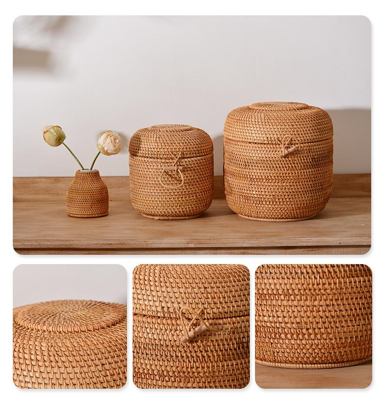 Handwoven Rattan Tea Storage B - Food Storage Organization 评论和价格