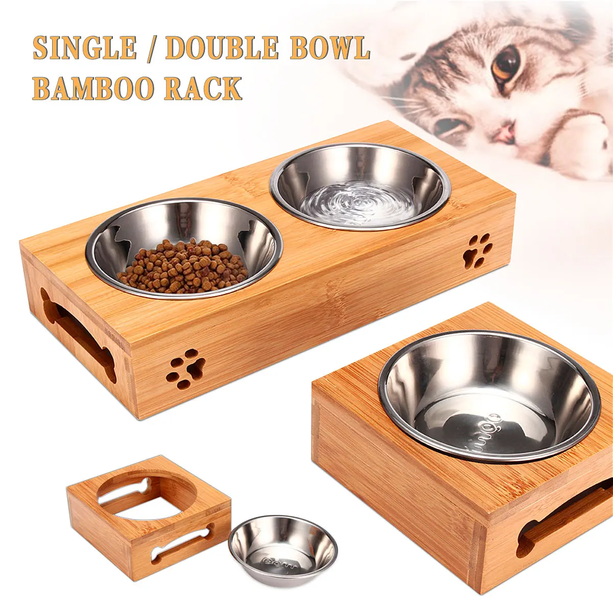 Pet Cat Bowl Bear Bamboo Plate - Food Storage And Safety 评论和价格