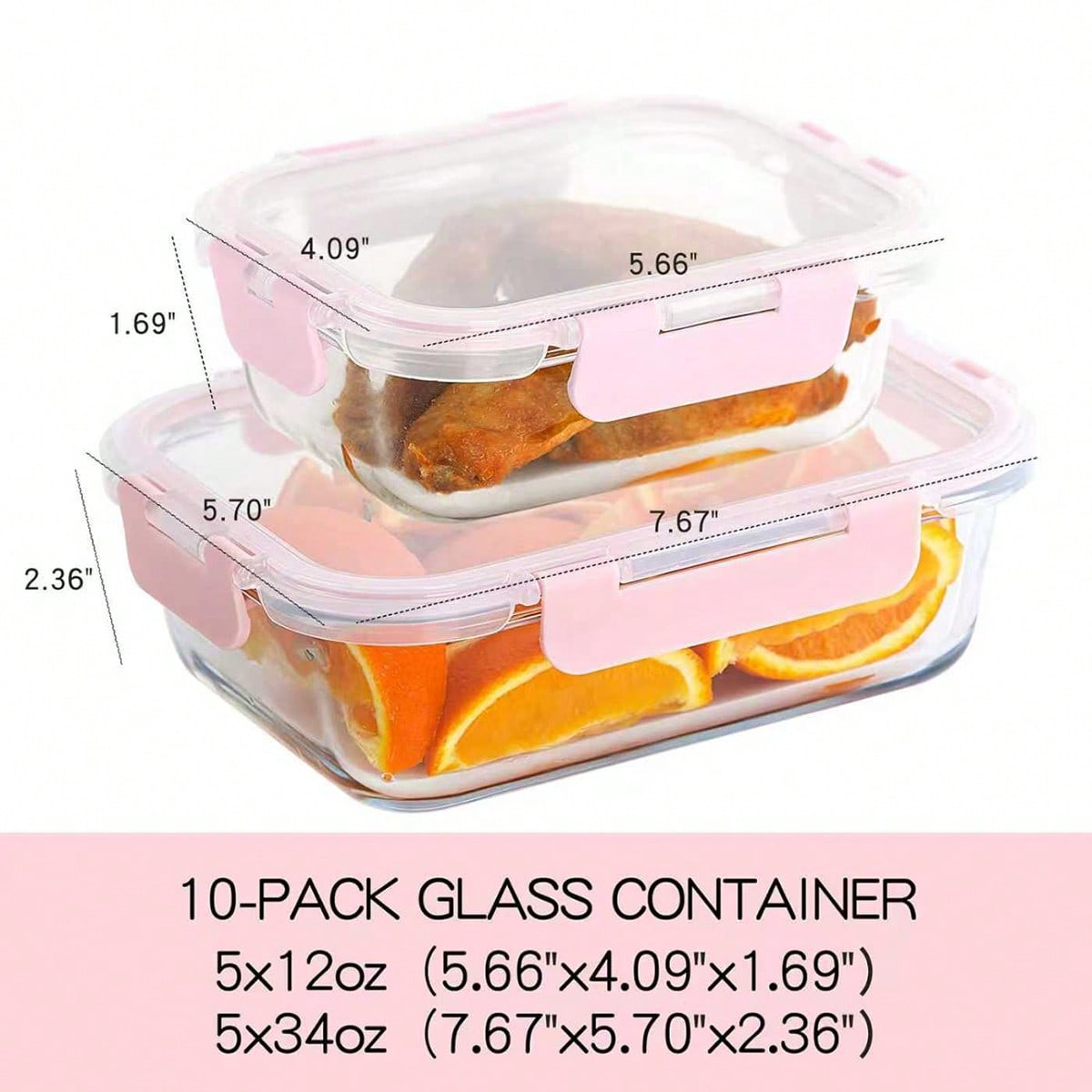 10 Pack Glass Meal Prep Contai - Food Storage System 评论和价格