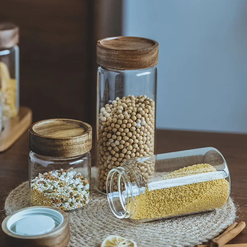 Wood Lid Orgnizer Glass Airtig - Food Storage Jar Glass 评论和价格
