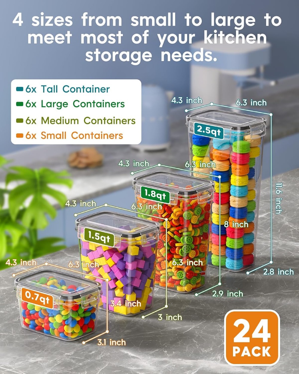 24 PCS Airtight Food Storage C - Food Storage And Container 评论和价格